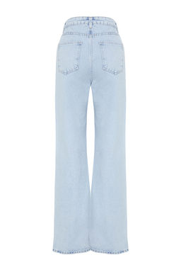 Buz Mavisi Yuksek Bel Wide Leg Genis Paca %100 Pamuk Non-Stretch Jeans TWOSS23JE00068