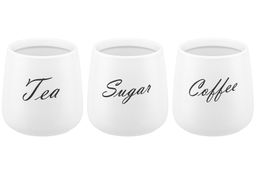 Набор банок д/хранения 3 пр. 850 мл 12*12*13 см "Tea, Coffee, Sugar" с бамбук. крышк. белый матовый