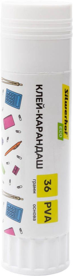 Цена за 2 шт. Клей-карандаш ECO 36 г для бумаги, картона, текстиля быстросохнущий PVA карт. дисплей
