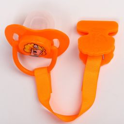 Пустышка силиконовая ортодонтическая с держателем и колпачком, от 0 мес., цвет оранжевый - Крошка я фото 3