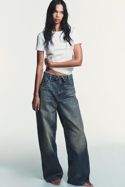 TRF FOLDED WAISTBAND MID-WAIST JEANS - Zara фото 9
