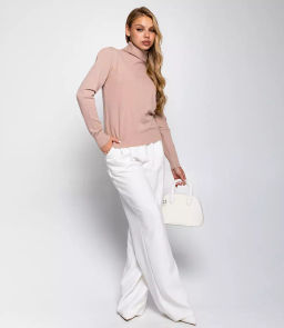 Водолазка #КТК203-1, бежево-розовый
