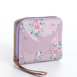 Кошелёк женский на молнии с ремешком, лакированный, синий