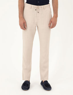 Bej Carrot Fit Keten Kanvas Pantolon - Pierre cardin фото 2