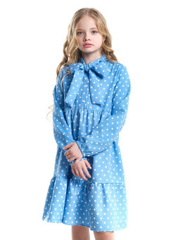 Платье подростковое в горох UD 7014 св.голубой горох - Mini maxi фото 16