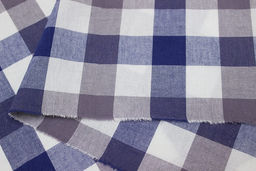 Вареный (стираный) хлопок Клетка (3.0*3.0см) цв.синий/лилово-серый, ш.2.5м, хл-100%,125гр/м.кв - Купава фото 4