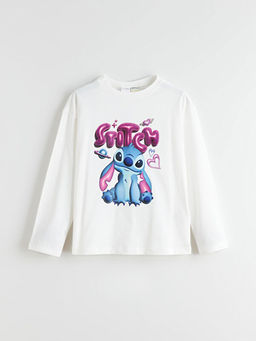 Bisiklet Yaka Stitch Bask?l? K?z ?ocuk Pijama ?st