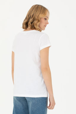 Kad_n Beyaz Bisiklet Yaka Ti__rt - U.s. polo assn фото 5