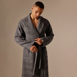 Халат вафельный мужской SL HOME: Chess «Гри Сандре», размер S, хлопок 100%, тёмно-серый