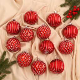 Ёлочные игрушки Изысканные грани, шары новогодние, d=8 см, набор 12 шт., красный
