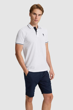 Erkek Beyaz Slim Fit Polo Yaka Basic Ti__rt