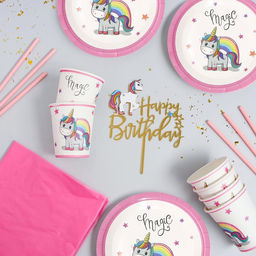 Набор посуды С Днём Рождения, единорожка