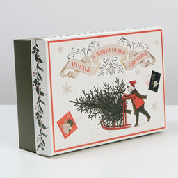 Коробка подарочная новогодняя складная «Ретро», 30×20×9 см, Новый год