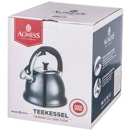 ЧАЙНИК AGNESS СО СВИСТКОМ 3,0 Л НЖС, ТЕРМОАККУМУЛИРУЮЩЕЕ ДНО, ИНДУКЦИЯ  фото 2