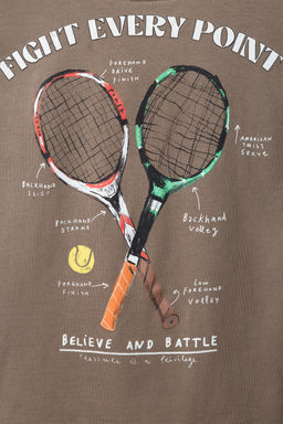 CAMISETA ESTAMPADA TENIS / Marr?n / Topo - Zara фото 5