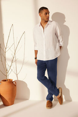 TRENDYOL MAN Premium Gri %100 Keten Straight Fit Lastikli Beli Baglamal? Pantolon TMNSS24PL00018 - Trendyolmilla фото 20