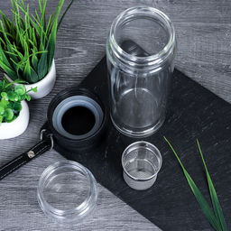 Термос для заваривания чая с ситом 350 мл двойное стекло / YE-123 / уп 60/ - ГалеонТрейд фото 6