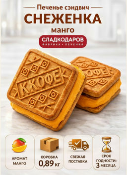Печенье Снеженка манго ТВ 0,890кг