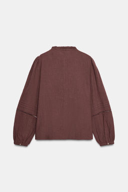 EMBROIDERED BIB BLOUSE - Zara фото 5
