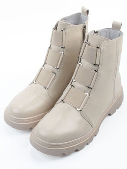 04-M2-706 BEIGE Ботинки зимние женские (натуральная кожа, натуральный мех)