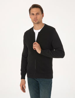 Siyah Slim Fit Fermuarl_ Triko H_rka