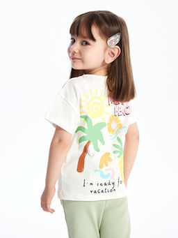 Bisiklet Yaka Bask?l? K?z Bebek Ti??rt