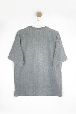 TRENDYOL MAN Gri Oversize/Genis Kesim Yumusak Tuseli Kadife Gorunumlu T-Shirt TMNSS25TS00106 - Trendyolmilla фото 7
