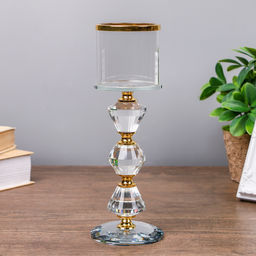 Стеклянный подсвечник на 1 свечу «Хрустальное небо», 22.2×7.8×7.8 см