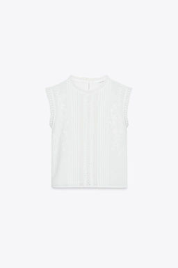 ZW COLLECTION LADDER STITCH SLEEVELESS BLOUSE - Zara фото 6