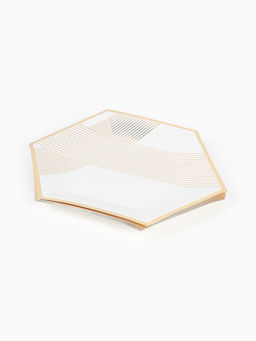 Посуда одноразовая бумажная на 12 персон, 24 предмета, бело-золотой цвет