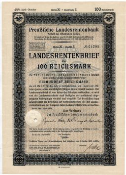 Облигация 4,5% 100 рейхсмарок 1939 года Германия