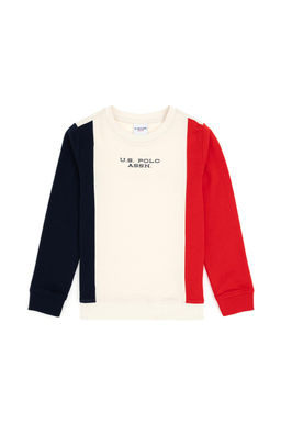 Кремовый свитшот с круглым вырезом для мальчиков