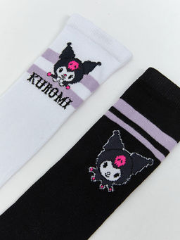 Kuromi Desenli K?z ?ocuk Diz Alt? ?orap 2li