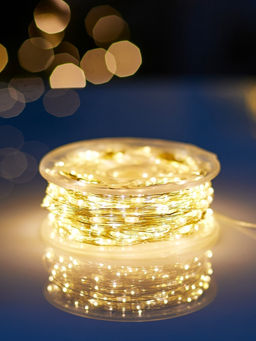 Гирлянда «Нить» 100 м роса, IP44, серебристая нить, 1000 LED, пульт, 36 В, свечение тёплое белое