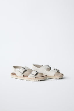 SANDALIA HEBILLAS PIEL / Blanco Crudo - Zara фото 2