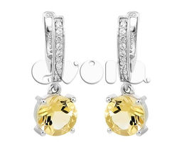 Серьги из серебра цитрин, Хоста