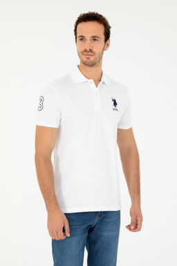 Футболка мужская U.S. Polo Assn базовая белая из хлопка с эластаном