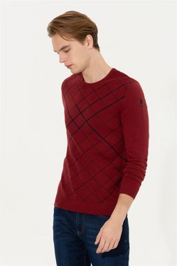 Мужской вязаный свитер вишневого цвета - U.s. polo assn фото 3