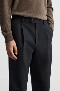 COTTON/WOOL PLEATED TROUSERS - Zara фото 14