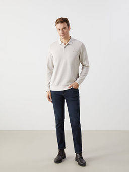 Polo Yaka Uzun Kollu Erkek Sweatshirt