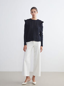 Bisiklet Yaka Ajurlu Kad?n Triko Kazak