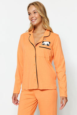 Trendyolmilla Lila Pamuklu Panda Bask?l? Orme Pijama Tak?m? THMAW21PT0245