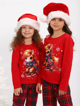 ПЖ064 Пижама "Лошадка" (красный)