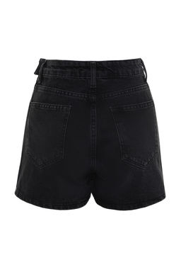 Siyah Y?rtmacl? Denim Sort Etek TWOSS23SR00091