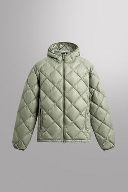 HOODED 100% FEATHER DOWN PUFFER JACKET