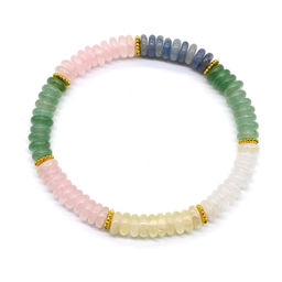 Браслет из кварца диски 6*2мм цв.ассорти, 16см