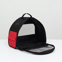 Сумка - переноска для животных, полукруглая с карманоми ПВХ, 37 х 18 х 25 см, красная - Пижон фото 4