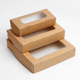 Набор складных коробок с окном, крафт, 17?7?4 - 20?20?4 см 3 шт.