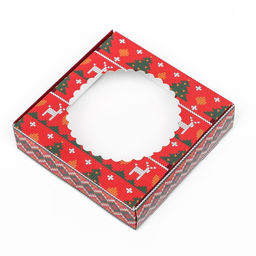 Подарочная коробка сборная с окном Новогодний орнамент, 11,5 х 11,5 х 3 см - UPAK LAND фото 7