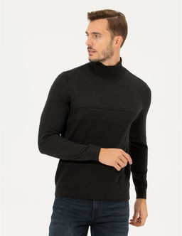Antrasit Slim Fit Bal_k__ Yaka Triko Kazak - Pierre cardin фото 3